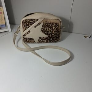 Golden Goose Beige Leopard Print Star Crossbody Bag